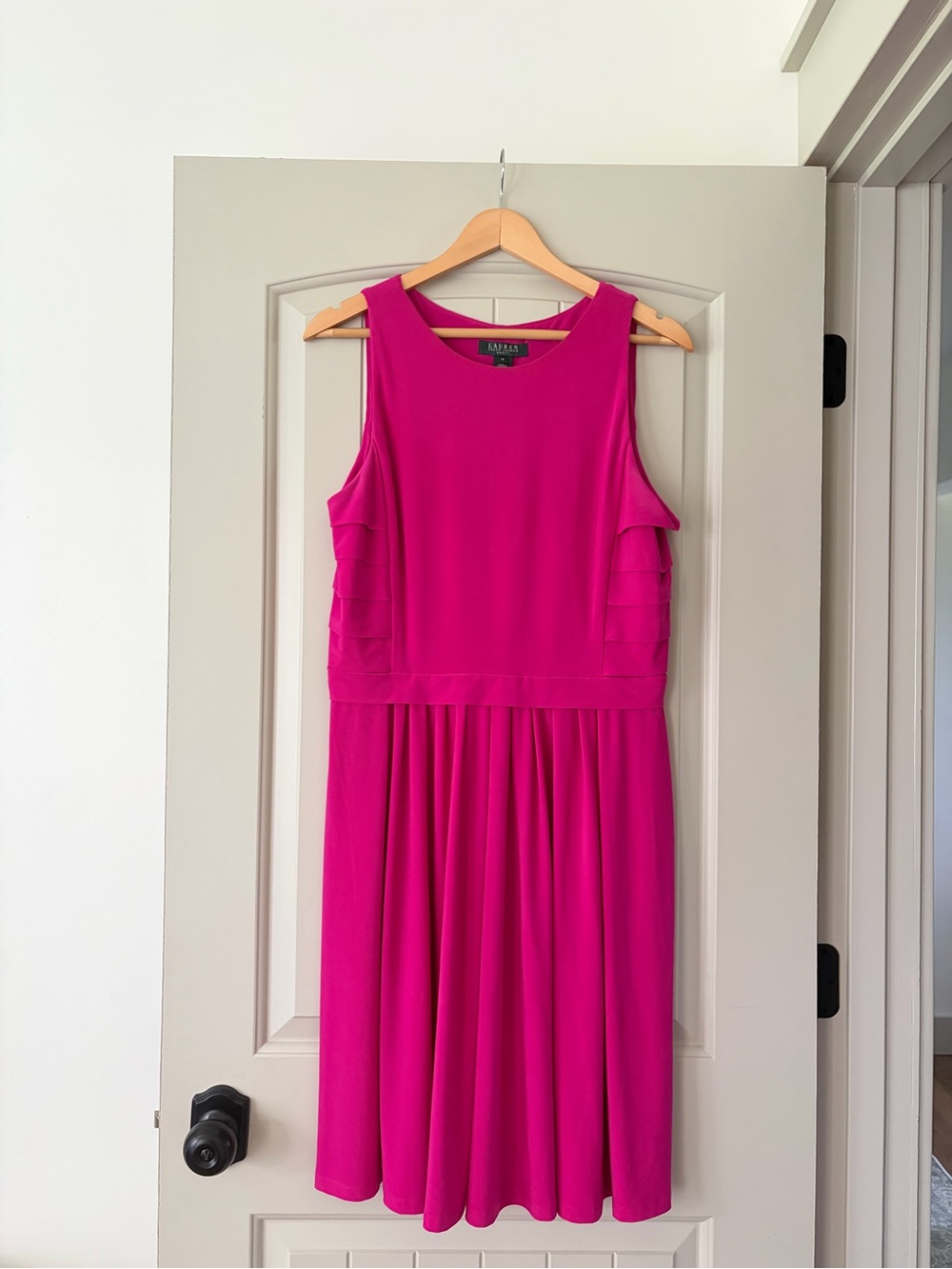 Lauren Ralph Lauren Fuchsia Pink Pleated Tiered Bodice Sleeveless Dress 12